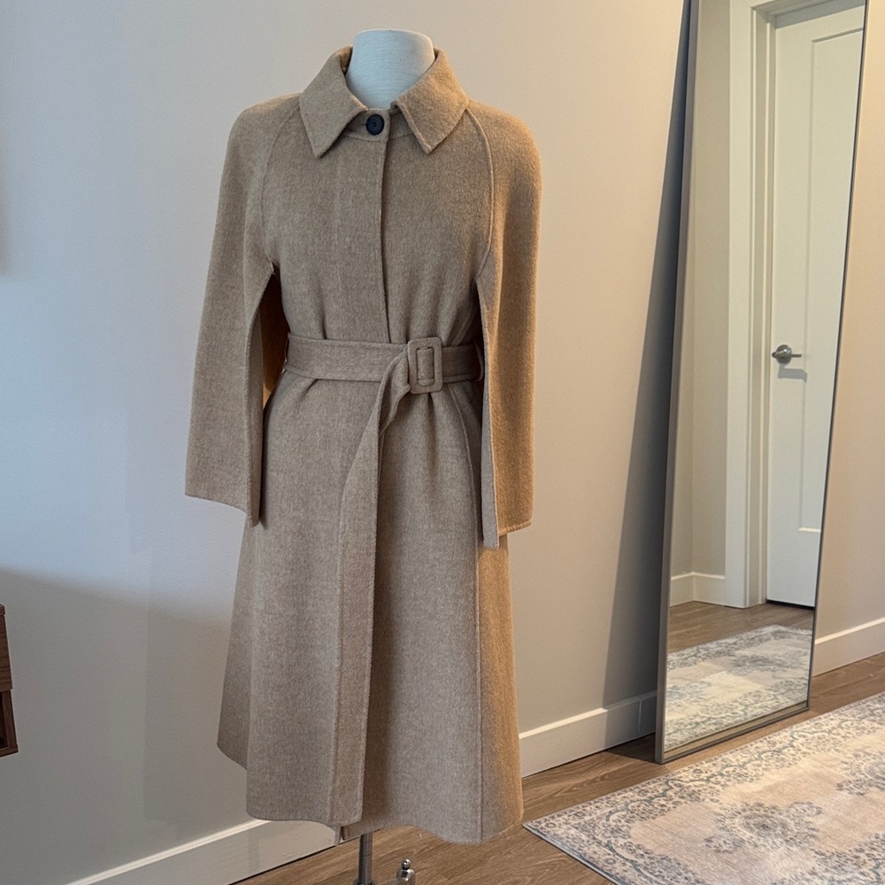 Elegant Cape Style Tan Pea Coat for Women